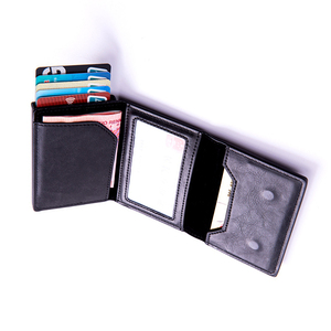Premium Faux Leather Locator Case <b>RFID</b> Blocking Security Trifold Magnetic Closure Pop Up Automatic Credit Card <b>Wallet</b> for Men - Product Image 1
