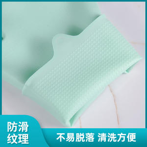 Gants en silicone pour le nettoyage domestique avec brosse, 28 cm, imperméables, couleur unie, pour la vaisselle, le nettoyage des animaux domestiques - Product Image 3