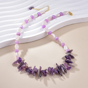 Collar de amatista de moda con piedras irregulares y Jade púrpura Ideal para looks de fiesta de estilo bohemio - Product Image 5