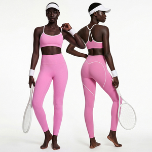 Conjunto de <span class=keywords><strong>Yoga</strong></span> de 2 Piezas para Mujer con Logotipo Personalizado, Sujetador Deportivo de Alta Sujeción, Pantalones de Compresión con Efecto Levanta Glúteos, Ropa Deportiva Elástica en <span class=keywords><strong>4</strong></span> Direcciones - Product Image 5