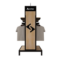Étagère de présentation de vêtements en métal double face pour magasin de vêtements, présentoirs de vêtements pour boutiques avec logo personnalisé