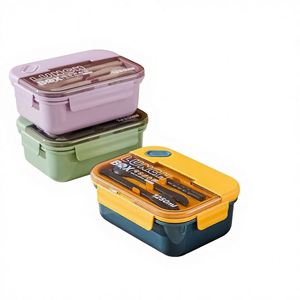 Students Office Workers Double Lattice <b>Compartment</b> Tableware Included for Outdoor Kitchen Microwave Safe Portable <b>Lunch</b> <b>Box</b> - Product Image 1