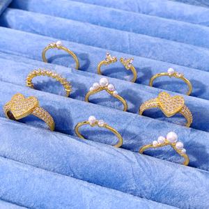 Anillo de Moda Minimalista al por Mayor, Joyería de Latón, Anillo Delicado con Perla Chapado en Oro de 18K para Chica - Product Image 4