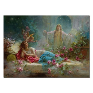 Reproducción de la Famosa Pintura al Óleo de Hans Zatzka, Pintor Europeo de Fantasía, con Mujeres, Hadas y Escenas Fantásticas - Product Image 1