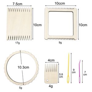 Mini Telaio per Tessitura in Legno per Bambini, Rettangolare o Rotondo, con Pettine, Ago e Filato - Product Image 4