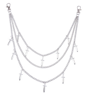 Chaîne de taille multicouche en métal style punk européen et américain avec pendentif poignard, accessoire pour jean, chaîne de corps tendance style streetwear - Product Image 5