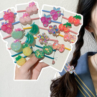 Élastiques à cheveux en résine acrylique scintillante, motif fruits et fleurs, style coréen, pour filles et enfants, accessoires capillaires doux et très élastiques
