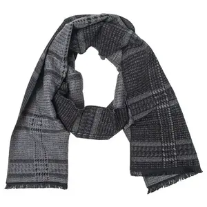 Bufanda cálida de hombre de color puro con estilo personalizado bufandas de lana de invierno con patrón geométrico simple