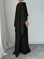 Bata de Ramadán Eid elegante de Dubái para mujer y niña, Jersey plisado de satén, vestido de capa, Abaya de Color sólido