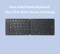 Clavier de poche sans fil ultra-plat à double pliage, 65 touches, rechargeable, à mécanisme ciseaux, pour ordinateur portable, tablette, téléphone portable