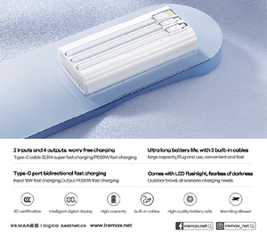 Cargador Portátil con Linterna LED de 20+22.5, Cables de Carga Rápida, Diseño Moderno, Batería Delgada, 20000 mAh, FC-12, Gran Capacidad - Product Image 5