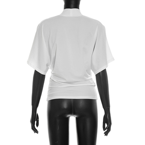 Viviblook C26TP239 Camiseta de Verano para Mujer, Nueva, de Color Sólido, Informal, con Cuello en V Profundo y Diseño de Empalmes - Product Image 3