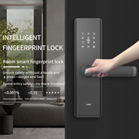 Serrure de porte intelligente à empreinte digitale avec application Tuya, clavier tactile, reconnaissance de carte IC RFID, clé pour l'accès aux hôtels et appartements