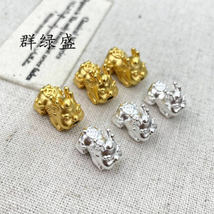 Abalorio de la suerte Pixiu Qunlvsheng para bebé, cuentas dispersas de plata chapada en oro para pulseras y accesorios DIY - Product Image 3