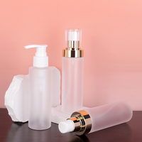 Haute qualité plaqué or givré PET bouteille en plastique cosmétiques soins de la peau visage propre Lotion pompe brouillard vaporisateur pour emballage cosmétique