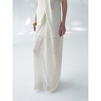 Robe asymétrique en tricot jacquard sans col, texture pelisse, style vintage, respirante, en laine Avanehood40, pour femme