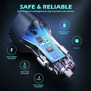 Universal Device USB A+C Car Charger Fast Charging PD30w USB QC3.0 Car Charger for Mobile Phone Car Charger - Product Image 4