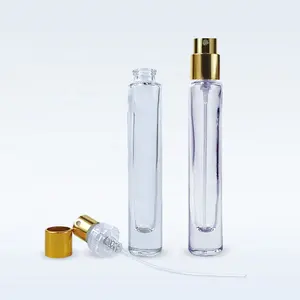 Frasco de perfume de vidro vazio com atomizador de fundo grosso transparente pequeno feito sob medida em torno do pescoço 10ml
