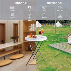 Wholesale 4ft Round Portable <strong>Folding</strong> <strong>Card</strong> <strong>Table</strong> Indoor Outdoor Plastic Garden Foldable Picnic Party Dining Bar <strong>Table</strong> for Events - Product Image 5