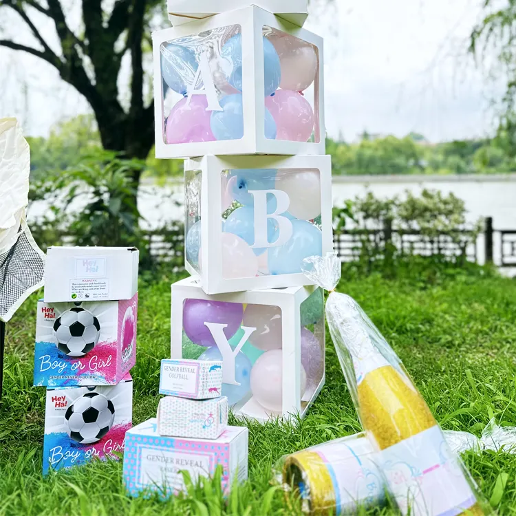 Diskon besar dekorasi pesta persiapan bayi balon mandi bayi blok lengkungan karangan bunga Kit DIY transparan kotak balon