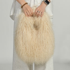 Di alta qualità soffice elegante borsa da festa pelosa <span class=keywords><strong>pelliccia</strong></span> di <span class=keywords><strong>agnello</strong></span> naturale Tote borsa all'ingrosso personalizzato vera <span class=keywords><strong>pelliccia</strong></span> mongolia borse per le donne - Product Image 2