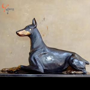Estatua de Doberman <span class=keywords><strong>Pinscher</strong></span> de <span class=keywords><strong>Tamaño</strong></span> Real, Diseño Personalizado, de Latón Fundido, Decoración de Jardín Exterior, Artesanía de Metal en Bronce Negro Antiguo - Product Image 6