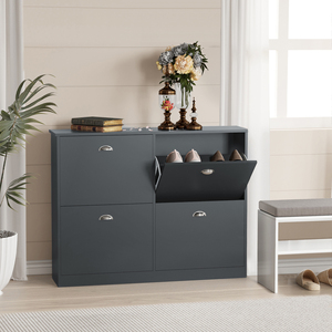 <b>Shoe</b> Cabinet With 4 Drawers Gray Narrow <b>Storage</b> For Entryway Foyer Hallway Bedroom - Product Image 4