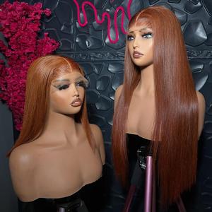 13*6 HD pleine dentelle cheveux humains sans colle os droit Ombre noir cheveux vietnamiens 99J 13*4 HD frontal brun perruques de cheveux humains - Product Image 3