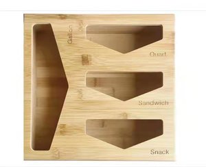 Laser Printing Ziplock Food Sandwich Storage Bag Organizer Holder Bamboo Ziplock Bag Storage Organizer for Drawer