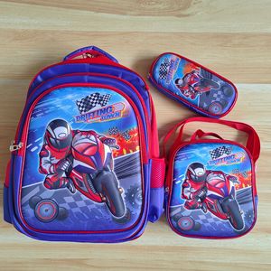 Sac à dos scolaire 3D rigide grande capacité 16 pouces pour élèves du primaire, en microfibre synthétique, vente en gros d'usine, trois pièces - Product Image 3