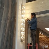 Lampu Dinding Kristal LED K9 Chrome/Titanium Ukuran Besar untuk Lobi Hotel, Klub, Aula & Pusat Penjualan Vila