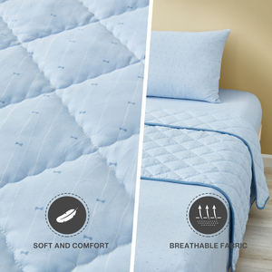 Juego de sábanas de poliéster azul de 3 piezas de estilo simple con edredón estampado y funda de cama, juegos de edredón textil para el hogar - Product Image 4