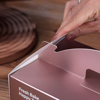 Caja Portátil Antigrasa para Postres con Asa y Ventana de PET, Cartón de Grado Alimenticio para Pasteles, Rollos, Repostería, Suministro al por Mayor para Panaderías