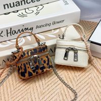 Sac de maquillage mini bandoulière de luxe en cuir, pochette élégante pour écouteurs avec double fermeture éclair, porte-clés et breloques pour sac, boîte mystère