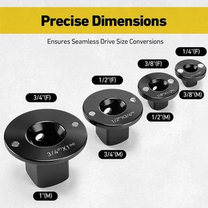 Low Profile <b>Impact</b> <b>Socket</b> Adapter Kit 1 In Drive 8 Piece Set For Auto Repair Tools Chromium Mo Steel Hexagon Adapters - Product Image 3