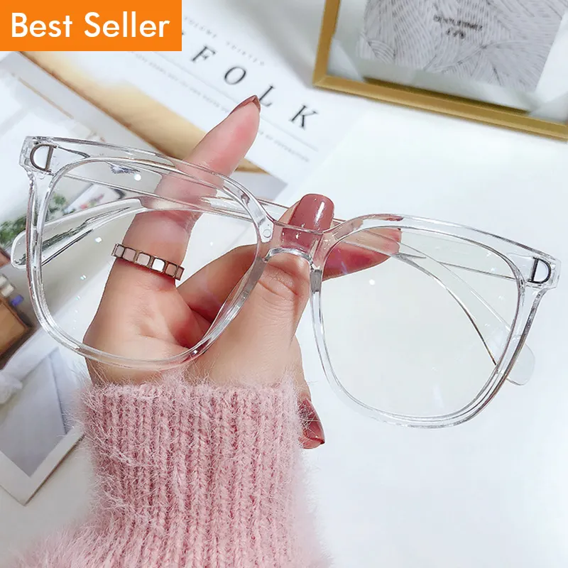Wholesale Cheap Price Transparent Oversized Classic Women Spectacle Optical Eyeglasses Frames Blue Light Blocking Glasses