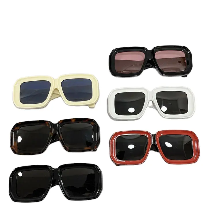 2024 New Fashion Trend Brand Big PC Frame Sunglasses UV400 Protection with White and Black Plastic Lenses Ready to Ship