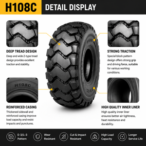 ยางตันแบบไบแอส H108C E-3/L-3 ขนาด 20.5-25  รุ่นใหม่เสริมแรง Z-Block สำหรับงานก่อสร้างขนาดใหญ่และการเตรียมพื้นที่ - Product Image 3