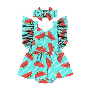 HY-032 Vestido tipo body vintage con cuello en V y estampado de sandía para bebé niña, pelele de verano, nueva moda, mono para niños, ropa infantil - Product Image 2