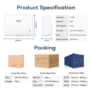 Distributeur d'essuie-mains pour toilettes publiques, peut contenir 200 feuilles, pour sécher les mains après le lavage - Product Image 5