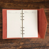 A6 Cuaderno de cuero Pu suave, diario de negocios, carpeta de anillas, Bloc de notas para viajeros, recargas portátiles pequeñas, planificador de papel, logotipo impreso