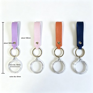 <span class=keywords><strong>Porte</strong></span>-clés <span class=keywords><strong>photo</strong></span> rond en acrylique de haute qualité avec sangle en cuir PU personnalisée, insert <span class=keywords><strong>photo</strong></span> transparent de 35 mm pour photomaton et cadeaux de mariage - Product Image 3