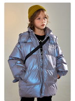 Blouson d'hiver pour garçons, matière brillante, bouffant, à la mode