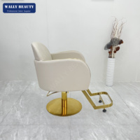 Chaise de salon hydraulique de luxe, chaise de barbier, chaise de coiffure avec base dorée pour le mobilier de salon de beauté