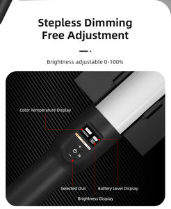 Bâton lumineux de 24 pouces de long, capacité de la batterie de 2600 mAh, 120 LED, CRI élevé, lumière blanche chaude - 2500-9000k - Product Image 2