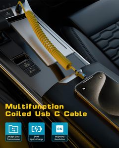 Cable USB C a USB C Enrollado de Alta Potencia de 140 W con Carga Rápida PD y Video de 8K a 60 Hz y 20 Gbps para <span class=keywords><strong>iPhone</strong></span> - Product Image 3