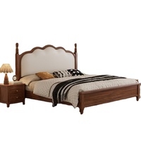 Neues Chinesisches Vintage Massivholz-Queensize-Bett mit Schubladenstruktur, Gepolstertes Kopfteil Zapfenfugen-Plattformbett für Schlafzimmer