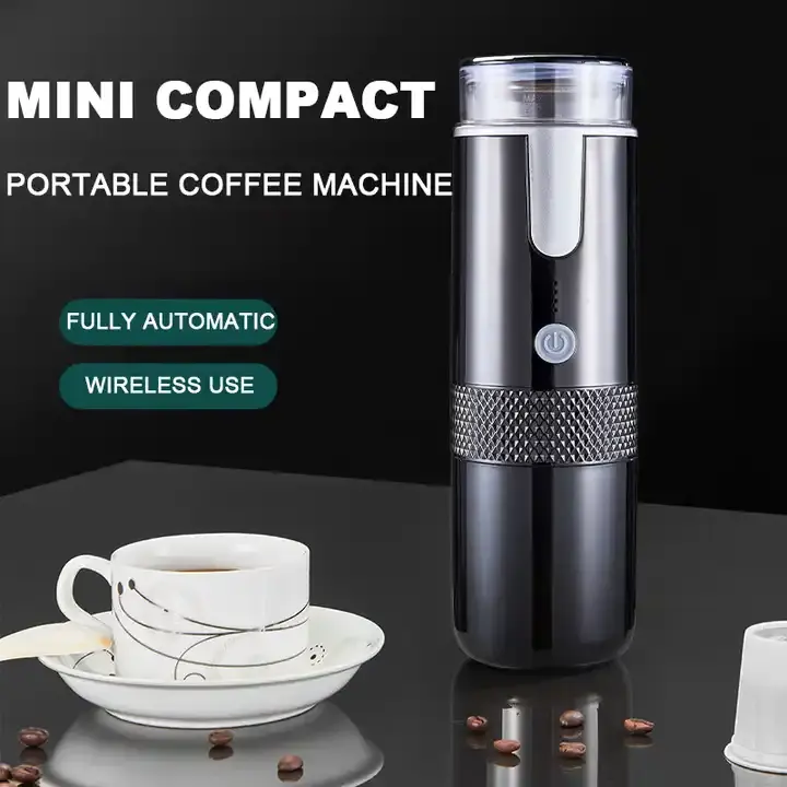 コーヒーカプセルと挽いたコーヒーと互換性のあるトラベルホームカー用の充電式自動ポータブルコーヒー製造機