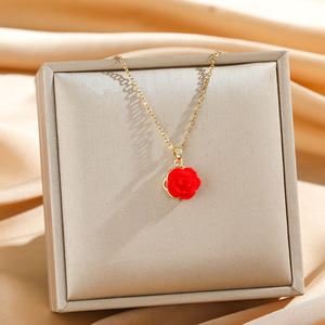 Nuevo Producto, Collar Elegante y Sencillo con Rosa Roja para Mujer, Cadena para Clavícula Romántica Francesa para el Día de San Valentín - Product Image 2