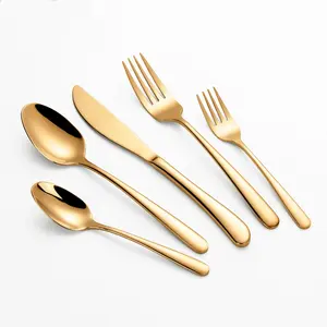 Set di posate in acciaio inossidabile 18/10 forgiato semplice ed elegante Set di posate in oro Set regalo di nozze cucchiaio forchetta coltello